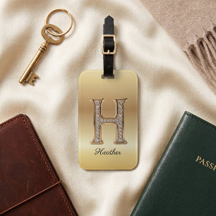 Glam Gold Diamant Monogramm Anfangsbuchstabe H Gepäckanhänger