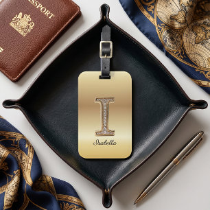 Glam Gold Diamant Monogramm Anfangsbuchstabe I Gepäckanhänger