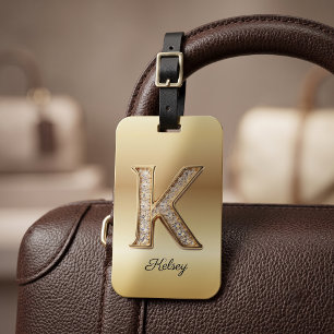 Glam Gold Diamant Monogramm Anfangsbuchstabe K Gepäckanhänger
