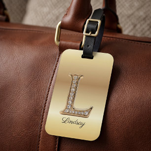 Glam Gold Diamant Monogramm Anfangsbuchstabe L Gepäckanhänger