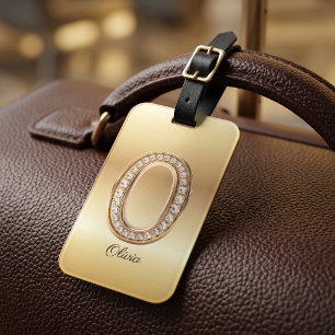 Glam Gold Diamant Monogramm Anfangsbuchstabe O Gepäckanhänger