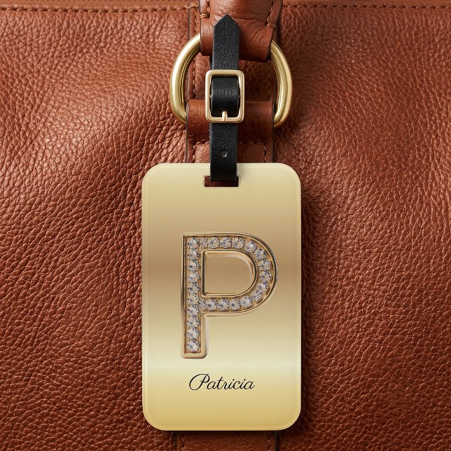 Glam Gold Diamant Monogramm Anfangsbuchstabe P Gepäckanhänger (Von Creator hochgeladen)