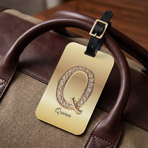Glam Gold Diamant Monogramm Anfangsbuchstabe Q Gepäckanhänger