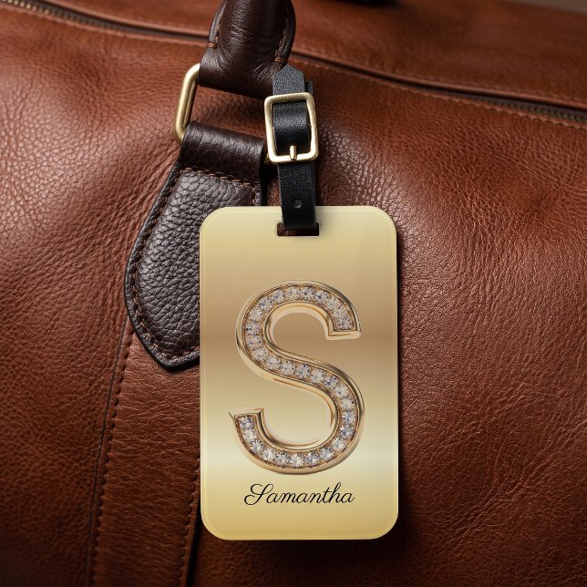 Glam Gold Diamant Monogramm Anfangsbuchstabe S Gepäckanhänger (Von Creator hochgeladen)