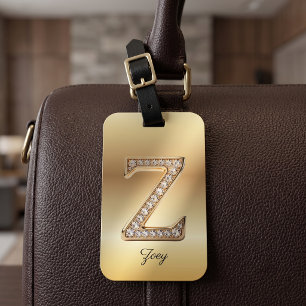 Glam Gold Diamant Monogramm Anfangsbuchstabe Z Gepäckanhänger
