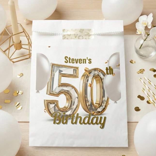 Glam Gold Diamond 50. Geburtstagsfeier Geschenktütchen (Von Creator hochgeladen)