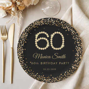 Glam Gold Diamonds 60. Geburtstagsfeier Papierplat Pappteller