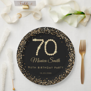 Glam Gold Diamonds 70. Geburtstagsfeier Papierplat Pappteller