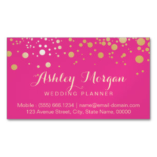 Glam Gold Dots Dekoration - Trendy Girly Hot Pink Magnetische Visitenkarte