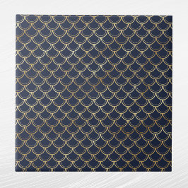 Glam Gold Fish Scales Navy Blue Fliese