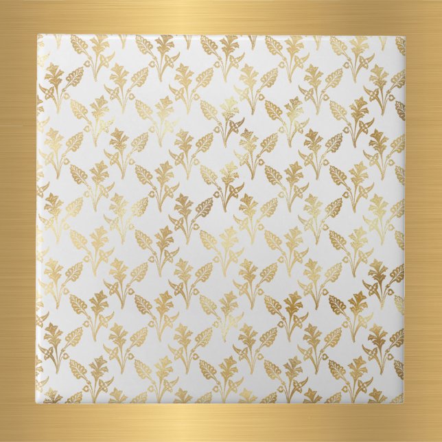 Glam Gold Floral White Fliese (Von Creator hochgeladen)