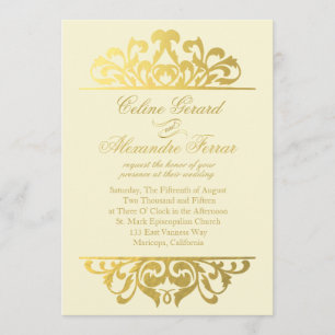 Glam Gold Foil Blüh Wedding Elfenbeingold Einladung