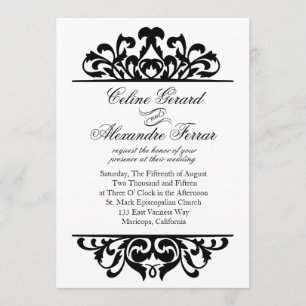 Glam Gold Foil Blüh Wedding Schwarz Einladung