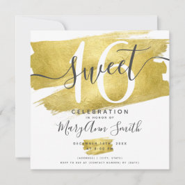 Glam Gold Foil Paint Sweet 16. Geburtstag Einladung