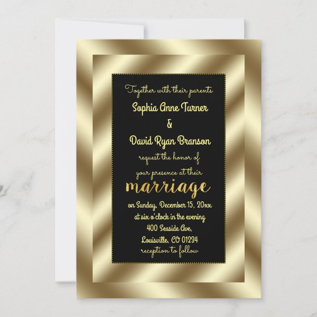 Glam Gold Foil und Black Wedding Einladung (Vorderseite)