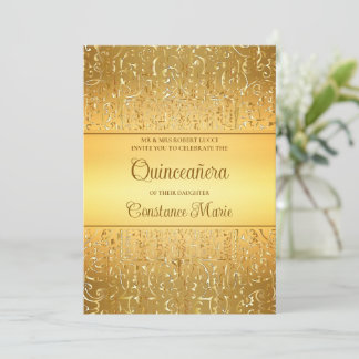 Glam Gold Frame Quinceanera Einladung