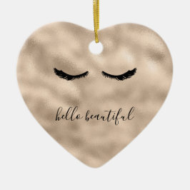 Glam Gold Girly Eyelashes Personalisiertes Zitat Keramik Ornament