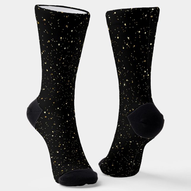 Glam gold glitter and sparkles on black image socken (Gewinkelt)