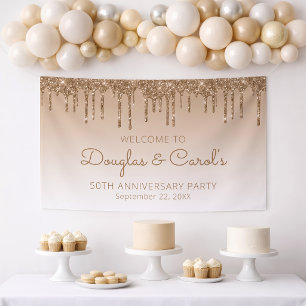 Glam Gold Glitter Drip 50. Jubiläumsfeier Banner