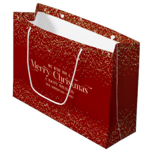 Glam Gold Glitter Frohe Weihnachten Personalisiert Große Geschenktüte