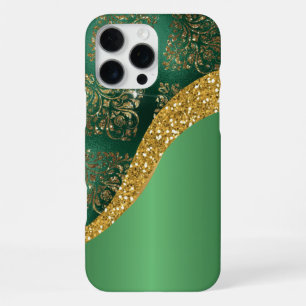 Glam Gold Glitter Grün Metallisch iPhone 16 Pro Max Hülle