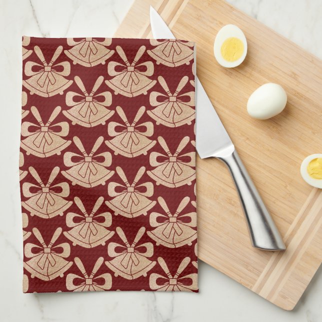 Glam Gold Glitzer Bells auf Weihnachten Geschirrtuch (Viertel Falte)