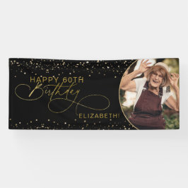 Glam Gold Glitzer Confetti Foto Erwachsene Geburts Banner