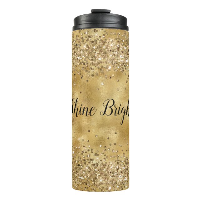 Glam Gold Glitzer Confetti          Thermosbecher (Vorderseite)