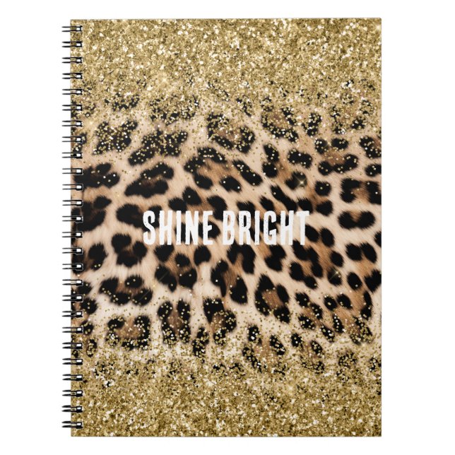 Glam Gold Glitzer Creme Leopard Print Notizblock (Vorderseite)