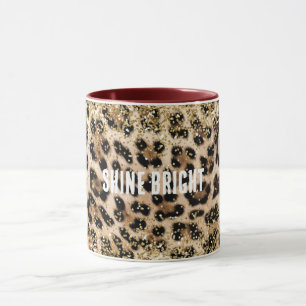 Glam Gold Glitzer Creme Leopard Print Tasse