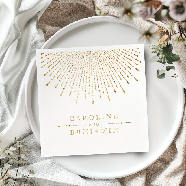 Glam gold Glitzer Deko Vintage Hochzeit Monogramm Serviette (Glam gold glitter deco vintage wedding monogram paper napkins)