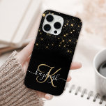 Glam Gold Glitzer Diamond Sparkle Elegantes Monogr Case-Mate iPhone Hülle<br><div class="desc">Erstellen Sie Ihre eigene personalisierte schwarz-goldene Karo-Funkelhandys mit Ihrem eigenen Monogramm und Namen.</div>