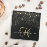 Glam Gold Glitzer Diamond Sparkle Elegantes Monogr Glasuntersetzer<br><div class="desc">Erstellen Sie Ihren eigenen personalisierten Untersetzer aus schwarzem und goldenem Diamantglas mit Ihrem eigenen Monogramm und Namen.</div>