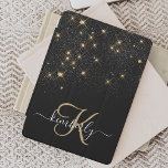Glam Gold Glitzer Diamond Sparkle Elegantes Monogr iPad Pro Cover<br><div class="desc">Erstellen Sie Ihre eigene personalisierte schwarz-goldene Diamant-Funkeldecke mit Ihrem individuellen Monogramm und Namen.</div>