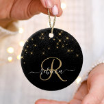 Glam Gold Glitzer Diamond Sparkle Elegantes Monogr Keramik Ornament<br><div class="desc">Erstellen Sie Ihre eigene personalisierte Schwarz-Gold-Diamant-Funkelschmuck mit Ihrem eigenen Monogramm und Namen.</div>