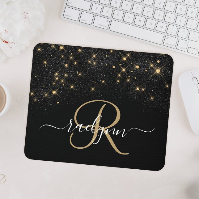 Glam Gold Glitzer Diamond Sparkle Elegantes Monogr Mousepad (Von Creator hochgeladen)