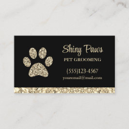 Glam Gold Glitzer Dog Paw Print Pet Grooming Visitenkarte