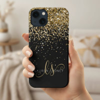 Glam Gold Glitzer Elegantes Monogramm