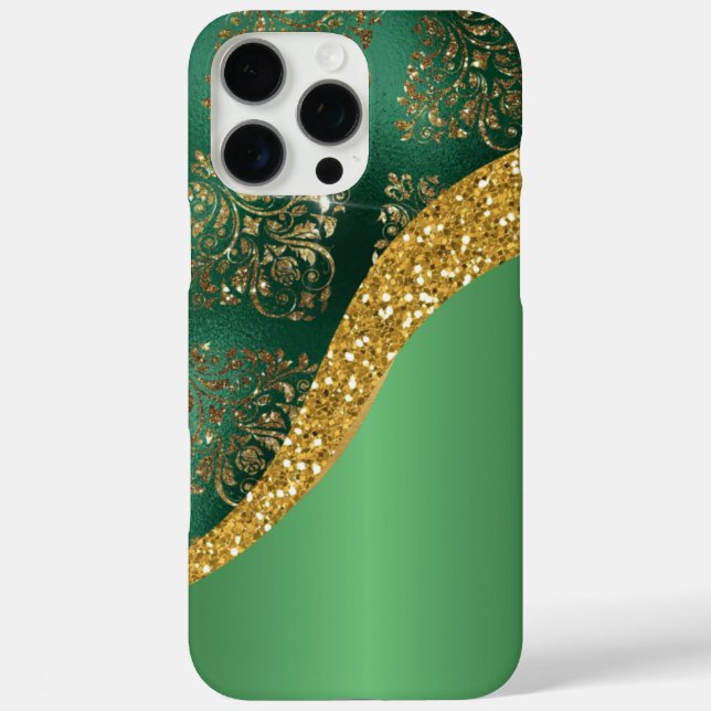 Glam Gold Glitzer Green Metallic Case-Mate iPhone Hülle (Rückseite)