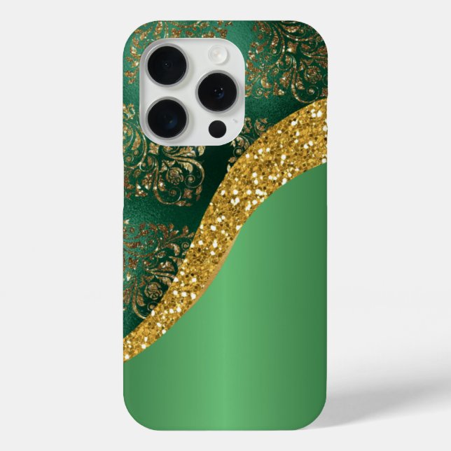 Glam Gold Glitzer Green Metallic Case-Mate iPhone Hülle (Rückseite)