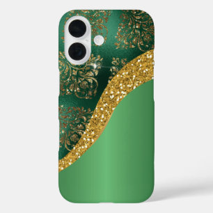 Glam Gold Glitzer Green Metallic iPhone 16 Hülle