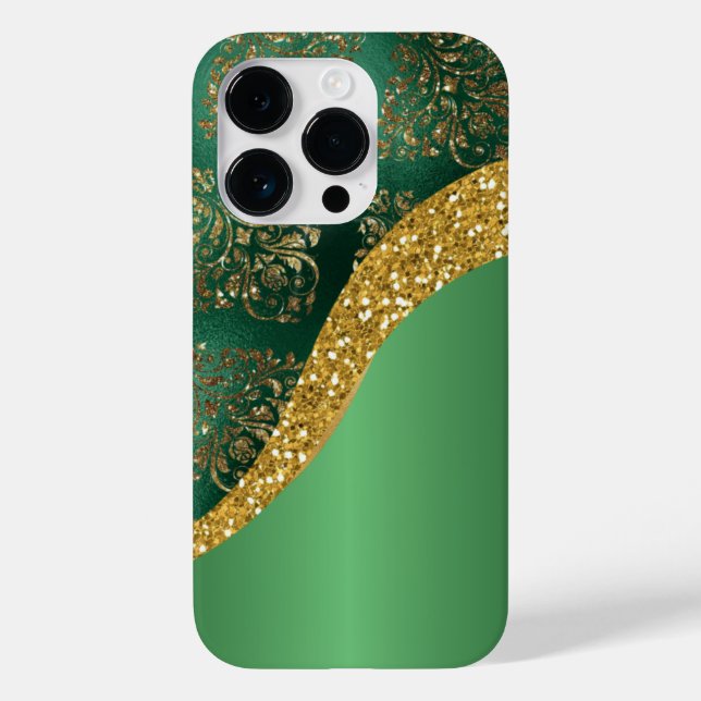 Glam Gold Glitzer Green Metallic Case-Mate iPhone Hülle (Rückseite)