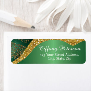 Glam Gold Glitzer Green Metallic Rücksendeadresse