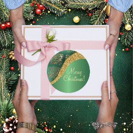 Glam Gold Glitzer Green Metallic Runder Aufkleber