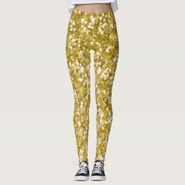 Glam Gold Glitzer Leggings (Vorderseite)