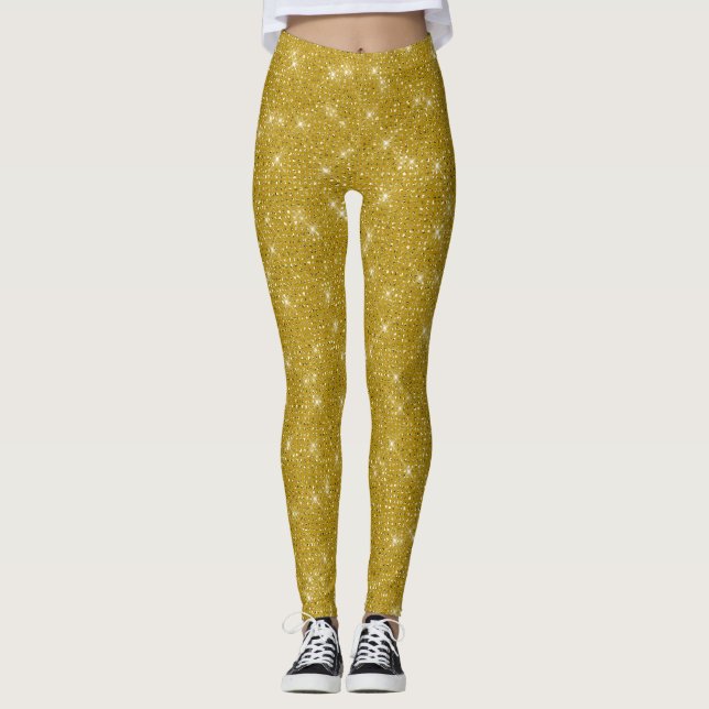 Glam Gold Glitzer Leggings (Vorderseite)