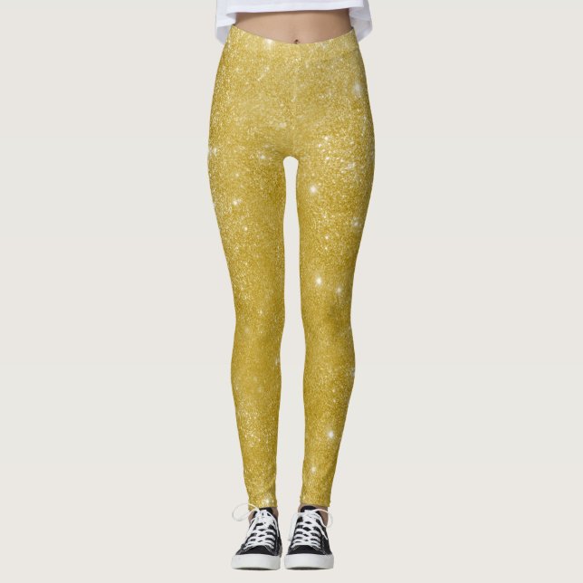 Glam Gold Glitzer Leggings (Vorderseite)