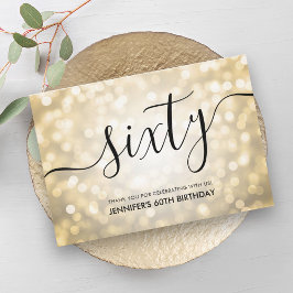 Glam Gold Glitzer Lights 60. Geburtstag Vielen Dan Dankeskarte