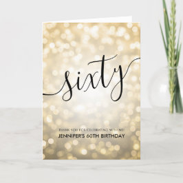 Glam Gold Glitzer Lights 60. Geburtstag Vielen Dan Dankeskarte