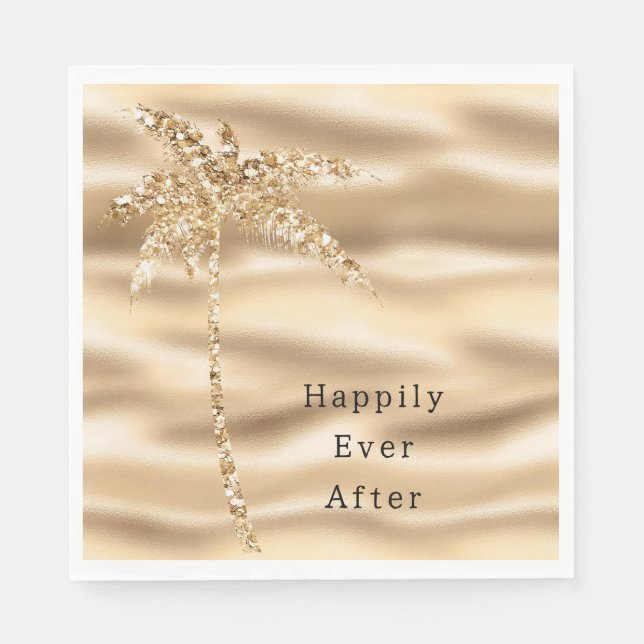 Glam Gold Glitzer Palm Tree Serviette (Vorderseite)